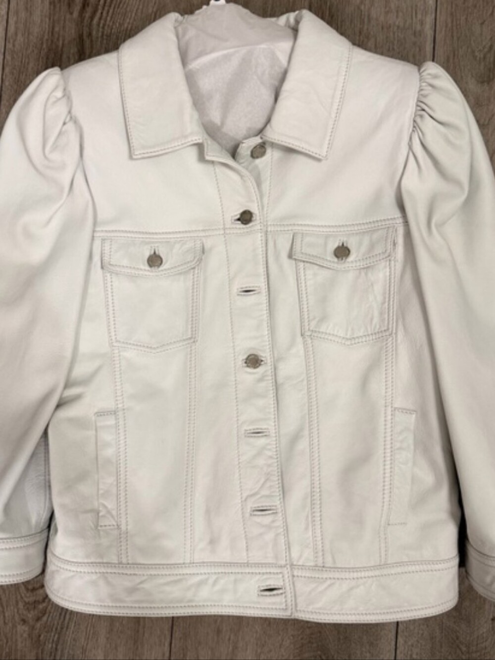 Revolve Retrofete White Leather Jacket